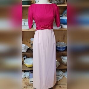 Vintage 1960s Pink Maxi Dress Prom Gown Bridal Party Costume